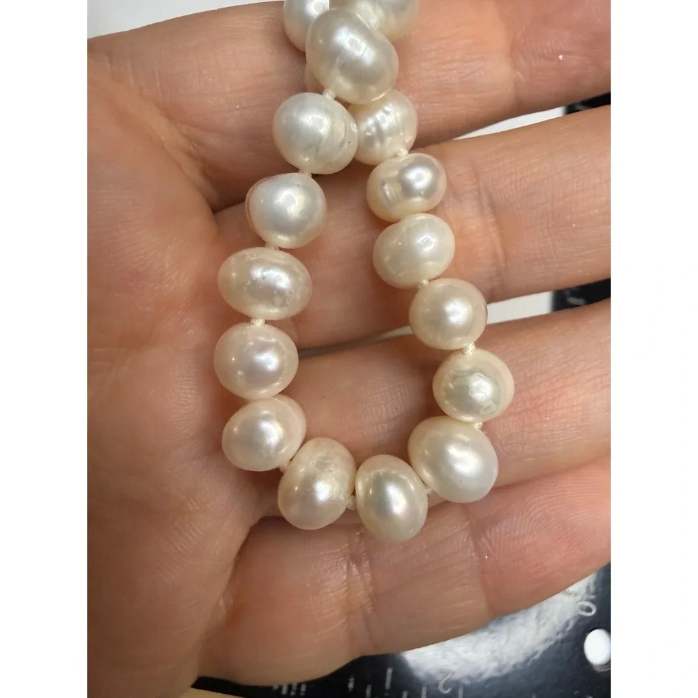 Freshwater Cultured Pearl Strand Bracelet White Baroque 7.5 Inch Lobster Clasp